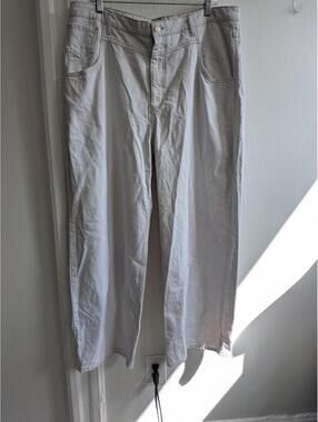 Zara Jeans womens 2XL Beige Relaxed Straight Denim 38x30 Light Wash Spring